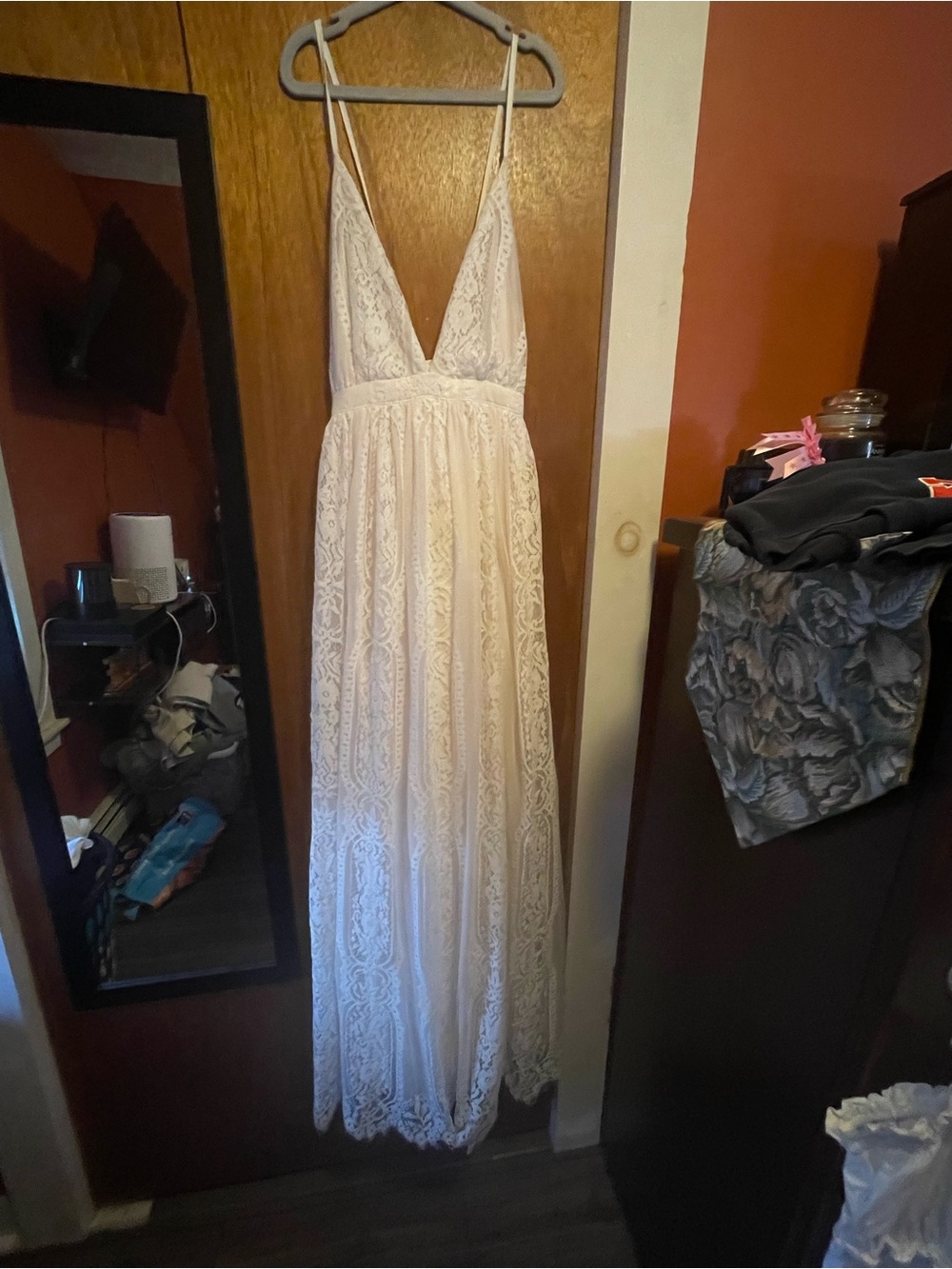 Aakaa Strapless Lace Maxi Dress in Cream - Picture 2 of 7